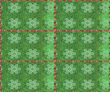 Tekstil, kumaş, kapaklar, duvar kağıtları, baskı, naylon, yapıştırma, örgü, dekupaj için çiçeksiz arkaplan. Küçük yeşil ve nötr çiçeklerle oldukça kaliteli besin torbası deseni.