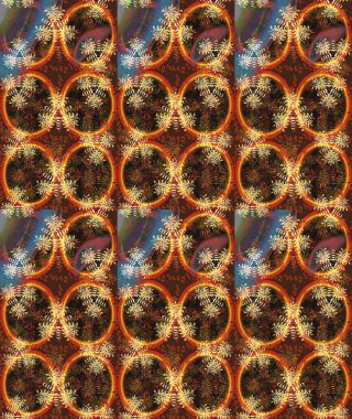 Çiçek desenli çizim. Kahverengi renkli Asya tekstili. Raster illüstrasyonu.