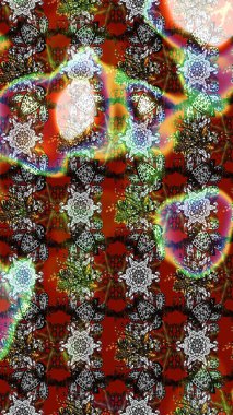 Küçük çiçekli yay deseni çiz. Suluboya tarzında kahverengi, gri ve kırmızı renkler. Raster illüstrasyonu.