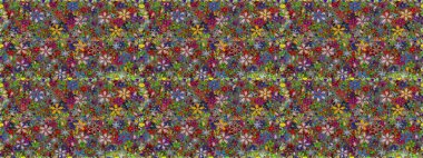 Sevimli çiçek raster deseni. Düz çiçek öğeleri tasarım. Moda kumaş deseni. Yaz tema Dikişsiz desen arka plan rengi.