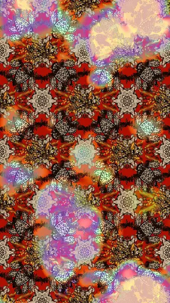 Dallı bahar çiçekleriyle desen, kahverengi, bej ve çiçek siluetiyle nötr renkler. Raster deseni.