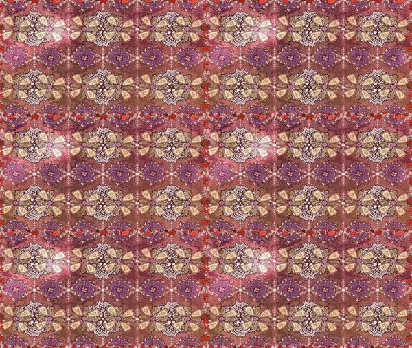 Kabile sanatı boho baskısı, klasik çiçek arkaplanı. Arkaplan dokusu, duvar kağıdı, kahverengi ve pembe renkli çiçek teması. Soyut etnik raster pürüzsüz desen.