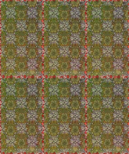 Bahar mevsimi. Tatil havası. Raster dikişsiz şirin çiçek deseni. Nazik romantik baskı. Kahverengi ve yeşil renkte çiçekler.