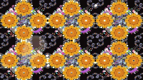 Küçük sarı çiçeklerle oldukça eski bir besin torbası deseni. Tekstil, kumaş, kapaklar, duvar kağıtları, baskı, paket, koleksiyon defteri, örgü, dekupaj için çiçek arkaplanı..