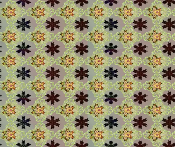 Tarafsız renklerde etnik çiçeklerle süslenmiş zarif bir eskiz. Raster Çiçek İllüstrasyonu güzel tekstil..