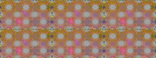 Raster illüstrasyonu. Çiçeklerle suluboya desenli çiçek deseni. Kahverengi ve gri renkli Asyalı tekstil.