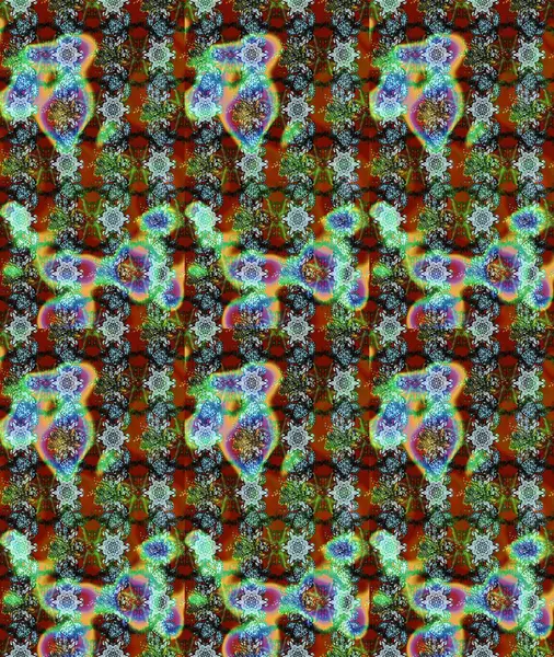 Raster deseni. Bahar çiçekleriyle desen dallı, yeşil, kahverengi ve mavi renkler çiçekli siluet.