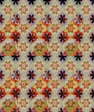 Düz Çiçek Elementleri Tasarımı. Sevimli çiçek raster deseni. Renkli Bahar Teması eskiz kalıbı. Bej renkte çiçekler.