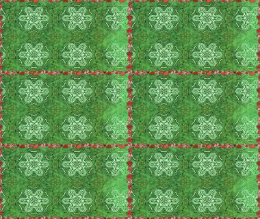 Tekstil, kumaş, kapaklar, duvar kağıtları, baskı, naylon, yapıştırma, örgü, dekupaj için çiçeksiz arkaplan. Küçük yeşil ve nötr çiçeklerle oldukça kaliteli besin torbası deseni.