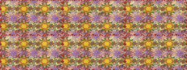 Yazdır. Renkli Yaz Temalı Kusursuz Arkaplan. Düz Çiçek Elementleri Tasarımı. Güzel kumaş deseni. Güzel, pürüzsüz bir desen. Raster çiçekli arka plan.