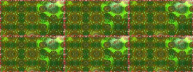 Yeşil ve kahverengi renkli çiçekler. Raster illüstrasyonunda kusursuz çiçek deseni.