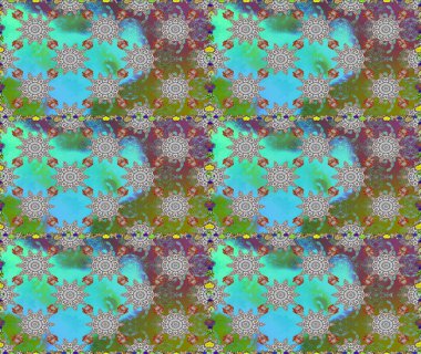 Yatak çarşafları, ceket, paket tasarımı, kumaş ve moda kavramları için tekstil baskısı. Çiçekleri, deniz kabukları, mandalaları ve suluboya efektleriyle donanma geçmişi. Kusursuz etnik tasarım.