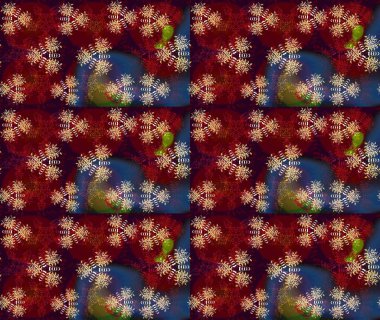 Suluboya tarzında kırmızı renkte çiçekler. Çiçek izi. Suluboya çizim deseni.