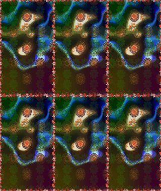 Kahverengi ve gri renkli çiçekler. Kumaş desenli papatya çiçekleri ayrıntıları.