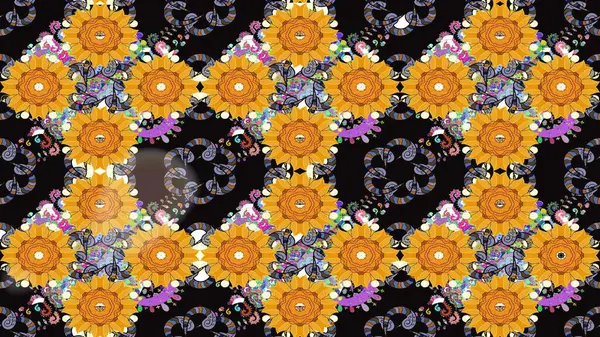 Küçük sarı çiçeklerle oldukça eski bir besin torbası deseni. Tekstil, kumaş, kapaklar, duvar kağıtları, baskı, paket, koleksiyon defteri, örgü, dekupaj için çiçek arkaplanı..