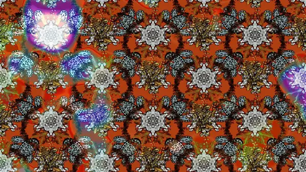 Çiçekler suluboya tarzında kahverengi, turuncu ve gri renklerde. Çiçek izi. Suluboya çizim deseni.