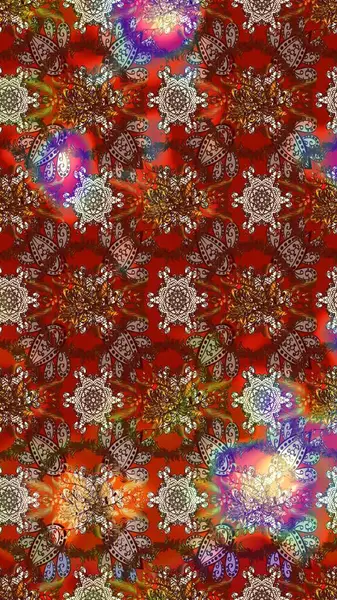 Kahverengi, kırmızı ve bej renklerde. Küçük çiçekteki sevimli çiçek deseni. Raster deseni. Soyut çiçek çizim kalıbı arka planı. Raster illüstrasyonu.