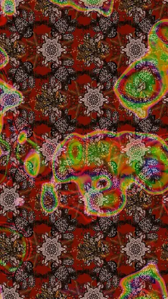 Parlak renkli çiçekleri ve kahverengi, kırmızı ve nötr renklerde yaprakları olan harika bir çiçek deseni. Moda baskıları için zarif bir şablon. Halk tarzı. Modern çiçek arkaplanı.