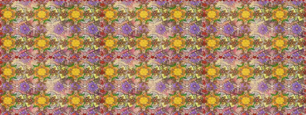 Düz Çiçek Elementleri Tasarımı. Kahverengi ve nötr renklerde çiçekler. Renkli Bahar Temalı Kusursuz Arkaplan. Raster illüstrasyonunda kusursuz çiçek deseni.