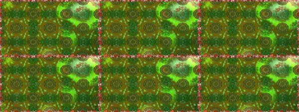 Yeşil ve kahverengi renkli çiçekler. Raster illüstrasyonunda kusursuz çiçek deseni.