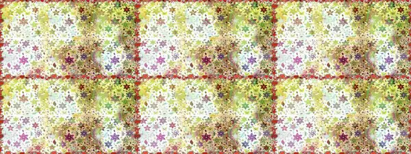 Raster - stok. Yapraklı çiçekler ve doğal ve bej renklerde papatya çiçekleri. Kusursuz arkaplan deseni.