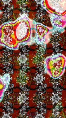 Düz Çiçek Elementleri Tasarımı. Raster illüstrasyonundaki çiçek desenli çizim. Gri, kahverengi ve kırmızı renkte çiçekler. Renkli Bahar Teması çizim şablonu.