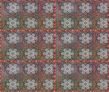 Çiçekli karalama şeklinde Raster çiçek deseni. Nazik, sevimli çiçek arkaplanı. Gri ve kahverengi renkte çiçekler.