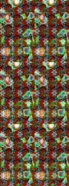 Raster illüstrasyonu. Çizim çiçek deseni duvar kâğıdı olarak kullanılabilir. Kahverengi, yeşil ve kırmızı renkte çiçekler.