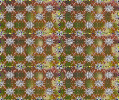 Raster illüstrasyonu. Kusursuz çiçek deseni duvar kâğıdı olarak kullanılabilir. Kahverengi ve gri renkte çiçekler.