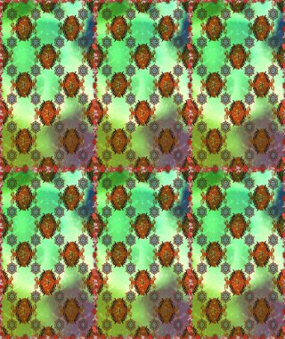 Yeşil ve kahverengi renkli vadi çiçekleri. Raster dikişsiz çiçek deseni.