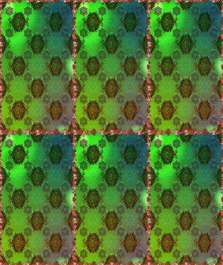 Tişörtsüz arka plan deseni. Yeşil ve kahverengi renkli çiçekler. Tropik çiçekler.