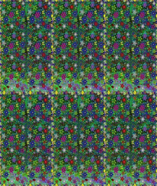 Raster Yumuşak kumaş deseni. Raster çiçek izi. Çiçek yeşili ve mavi pürüzsüz desen. Klasik taslak çizimi.