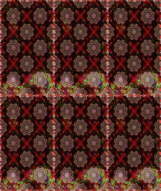 Raster düz çiçekleri pürüzsüz desen. Hediye ambalaj kağıdı, tebrik kartları, posterler ve pankart tasarımı. Siyah ve kahverengi renkte çiçekler.