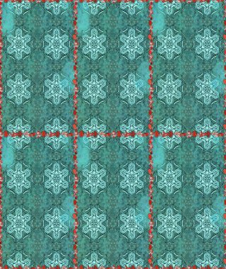 Çiçekler, yaprakları ile halk tarzında Dikişsiz çiçek deseni. Raster Illustration. El çizilmiş.