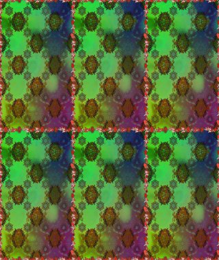 Renkli Yaz Temalı Kusursuz Arkaplan. Yeşil ve kahverengi renkli çiçekler. Düz Çiçek Elementleri Tasarımı. Sevimli çiçek raster deseni.