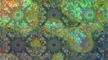 Raster Yumuşak kumaş deseni. Klasik taslak çizimi. Raster çiçek izi. Çiçek yeşili ve kahverengi desenli..