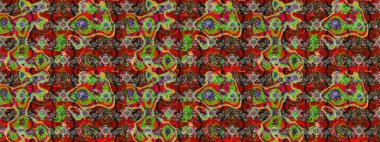 Çiçekler kırmızı, kahverengi ve yeşil renklerde. Robot resim. Şirin çiçek elementleri. Raster illüstrasyonu.