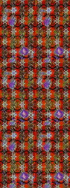 1950-1960 motifleri. Retro tekstil tasarım koleksiyonu. Çiçekli ipek eşarp. El çizimi çiçek unsurları olan soyut çizim raster deseni. Kahverengi, kırmızı ve gri kahverengi, kırmızı ve gri.