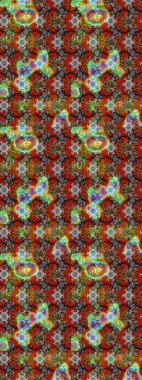 Raster illüstrasyonu. Güzel kumaş deseni. Raster illüstrasyonundaki çiçek desenli çizim. Kahverengi, gri ve kırmızı renklerde.