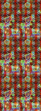 Kahverengi, gri ve kırmızı renkte çiçekler. Kumaş desenli papatya çiçekleri ayrıntıları.