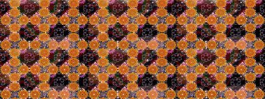 Raster - stok. Turuncu çiçekli eskiz deseni, suluboya çiçek deseni, sevimli çiçek, duvar kağıdı, kart veya kumaş için fayanslı.