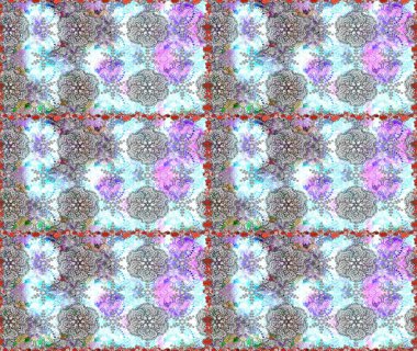 Tarafsız ve gri renklerde güzel bir tekstil. Çiçeklerle suluboya desenli çiçek deseni. Raster illüstrasyonu.