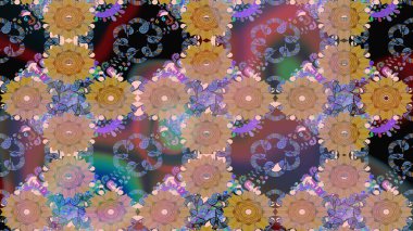 Ağaç dallı bahar çiçekleriyle desen, çiçek siluetiyle nötr renkler. Raster deseni.