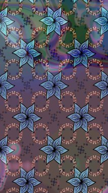 Düz Çiçek Elementleri Tasarımı. Raster Illustrasyon 'daki Çiçek Deseni' nin son moda çizimi. Güzel kumaş deseni. Renkli Yaz Teması çizim şablonu.