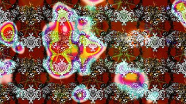 Çocuksu tasarım. Elle çizilmiş çiçek desenli Raster çizimi. Tekstil, kumaş, ambalaj, hatıra defteri için hoş bir çiçek arkaplanı. Kahverengi, gri ve kırmızı arkaplanda.