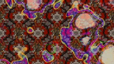 Küçük çiçekli basit bir çiçek çizimi. Raster illüstrasyonu. Kahverengi, kırmızı ve gri renkte şirin çiçekler. Moda baskısı, albüm, ambalaj kağıdı, duvar kağıdı için zarif dekoratif süslemeler..