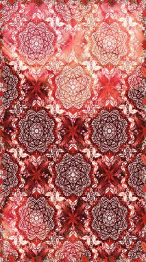 Colorful seamless pattern with cute flowers, paisley, pink and red colors. Watercolor seamless pattern for textile. Hand drawn flower seamless pattern (tile).