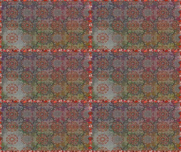 Raster deseni. Bahar çiçekleri dallı desen, gri ve kahverengi renkler çiçekli siluet.