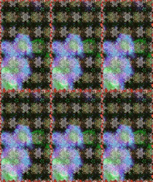 Raster illüstrasyonu. Şirin çiçek elementleri. Kusursuz desenli, modaya uygun kumaş deseni. Düz Çiçek Elementleri Tasarımı. Renkli Bahar Teması Kusursuz Arkaplan.