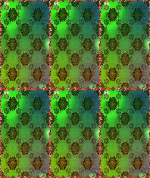 Tişörtsüz arka plan deseni. Yeşil ve kahverengi renkli çiçekler. Tropik çiçekler.